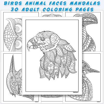 Birds Faces - 30 Mandala Coloring Pages
